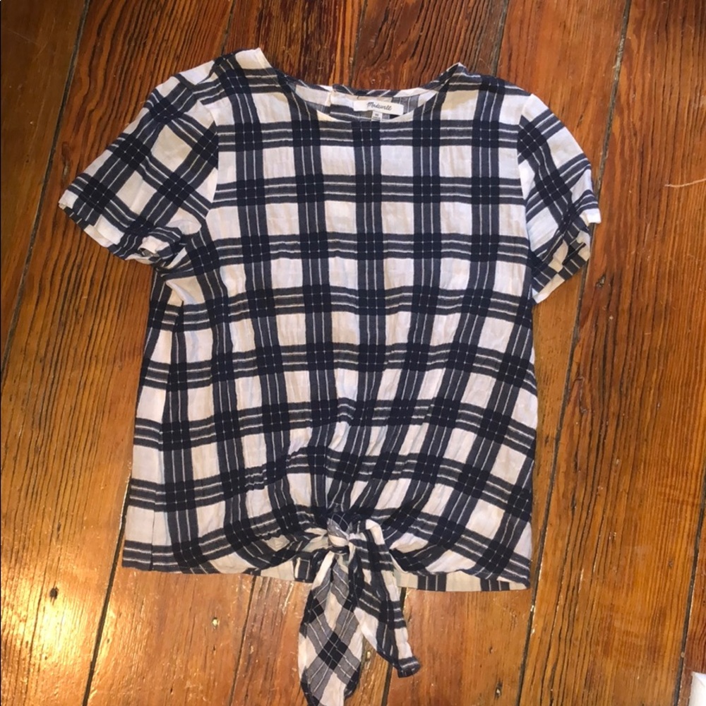 Madewell tie front button back top